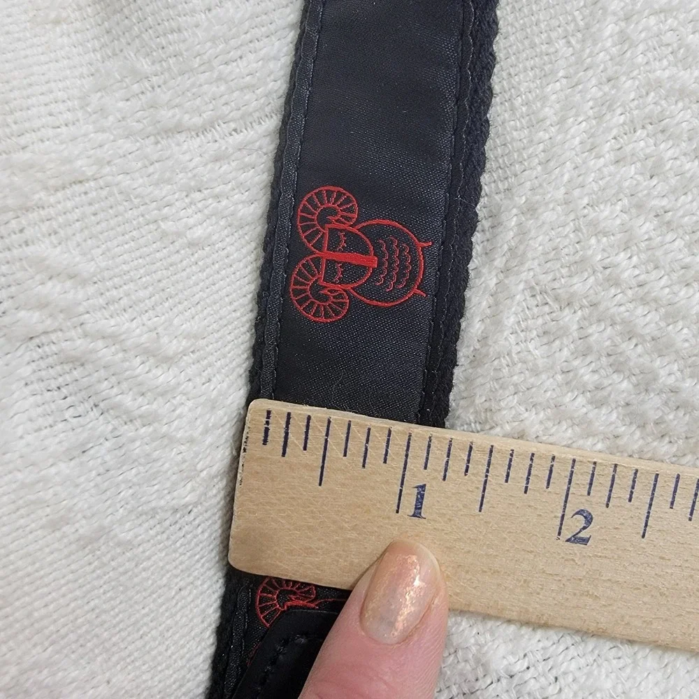YRI Mens Belt Black Canvas Red Ram Design Solid Brass Buckle Made in USA‎ 38/95